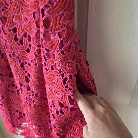 Aidan Mattox Dress 2 Lace Overlay Bright Pink Dress Size 2 $285 - Picture 9 of 9